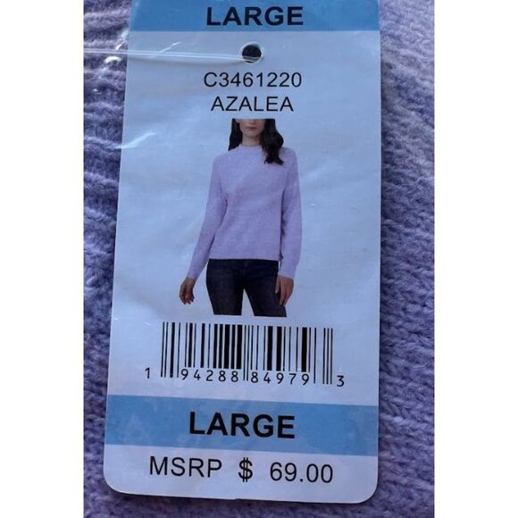 Vince Camuto Women's Ribbed Hem & Cuff Mock Neck Sweater Azalea Violet Large - Picture 8 of 9